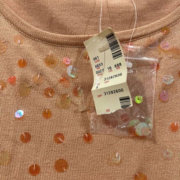 Avenue Sequins Peach Sweater Sz.18/20 NWT - Picture 3 of 3